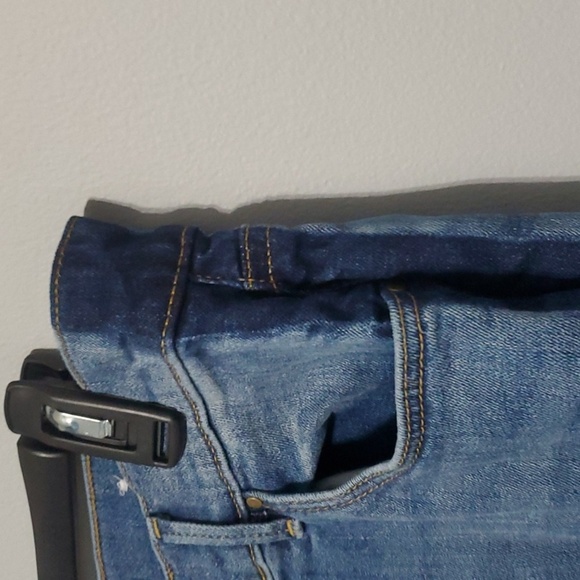 Ann Taylor Factory Two-tone jeans womens size 6 blue darker blue side stripe str - Picture 1 of 11